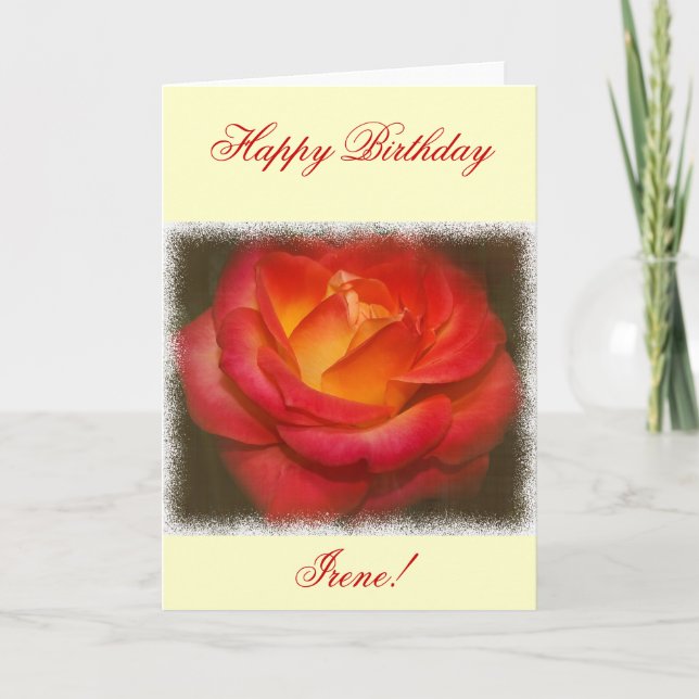 Rose auf Pergament Geburtstag Karte (Vorderseite)