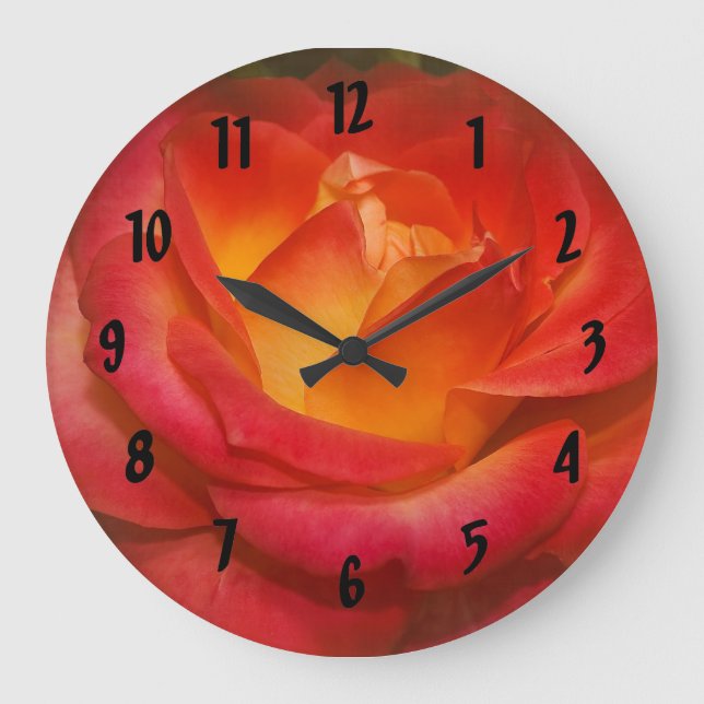 Rose auf Pergament Große Wanduhr (Vorderseite)