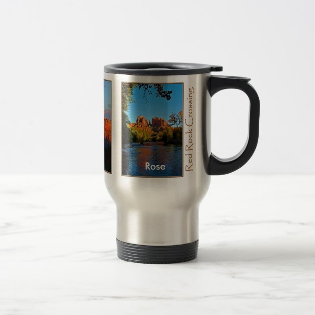 Rose auf roter Felsen-Überfahrt-Tasse Reisebecher (Rechts)