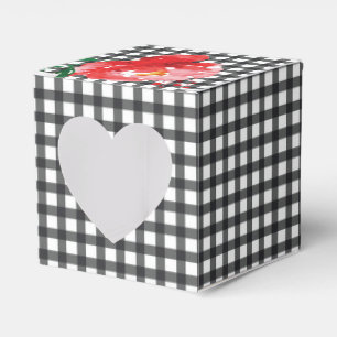 Rose auf Schwarz-Weiß-Gingham 2" Geschenkschachtel