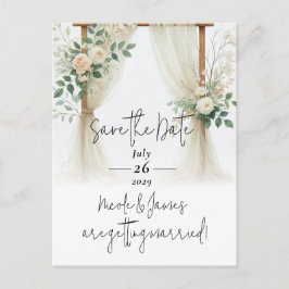 Rose aus Blumenholz, Arkadengewächse Save the Date Ankündigungspostkarte