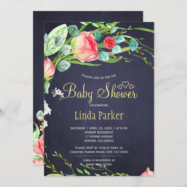 Rose aus dem Roten Marinegarten trugen eine elegan Einladung (Vorne/Hinten)