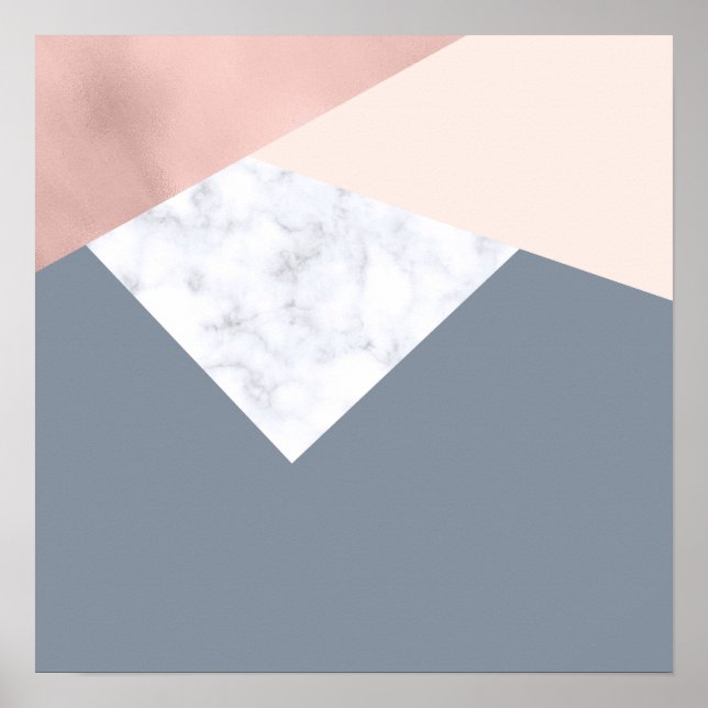 Rose aus elegantem Marmor, grau beige, geometrisch Poster (Vorne)