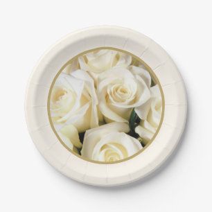 Rose aus Elfenbein Pappteller