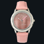 Rose aus gebürstetem Metall, Gold Rosa Glitzer Mon Armbanduhr<br><div class="desc">Rose Gold - Rosa schwarze Imitate Foil Metallic Sparkle Glitzer gebürstete Metal Monogram Name Watch. Das macht den perfekten 16 Geburtstag, Hochzeit, Brautparty, Jubiläum, Babydusche oder Junggeselinnen-Abschied Geschenk für jemanden, der Lieben glamourösen Luxus und schicke Stile.</div>