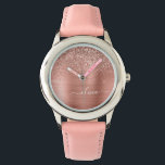 Rose aus gebürstetem Metall, Gold Rosa Glitzer Mon Armbanduhr<br><div class="desc">Rose Gold - Rosa schwarze Imitate Foil Metallic Sparkle Glitzer gebürstete Metal Monogram Name Watch. Das macht den perfekten 16 Geburtstag, Hochzeit, Brautparty, Jubiläum, Babydusche oder Junggeselinnen-Abschied Geschenk für jemanden, der Lieben glamourösen Luxus und schicke Stile.</div>