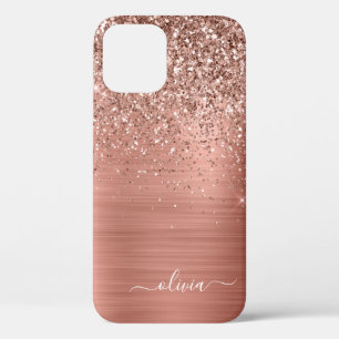 Rose aus gebürstetem Metall, Gold Rosa Glitzer Mon Case-Mate iPhone Hülle