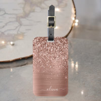 Rose aus gebürstetem Metall, Gold Rosa Glitzer Mon