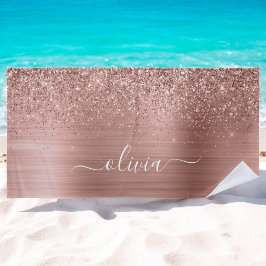 Rose aus gebürstetem Metall, Gold Rosa Glitzer Mon Strandtuch