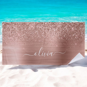 Rose aus gebürstetem Metall, Gold Rosa Glitzer Mon Strandtuch