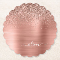 Rose aus gebürstetem Metall, Gold Rosa Glitzer Mon