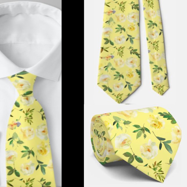 Rose aus Gelb und Weißcreme Neck Tie Necktie Krawatte (Von Creator hochgeladen)