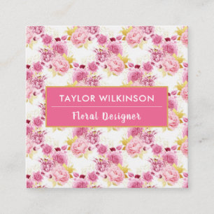 Rose aus Gold und Rosa in der Blüte auf dem Weißen Quadratische Visitenkarte