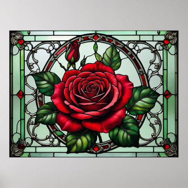 Rose aus Hartglas Poster (Vorne)