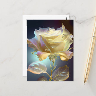 Rose aus lichtdurchlässigem Glas - Gelb Postkarte