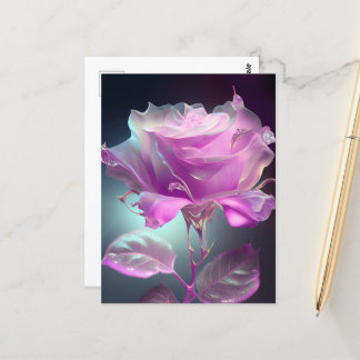 Rose aus lichtdurchlässigem Glas - Rosa Postkarte