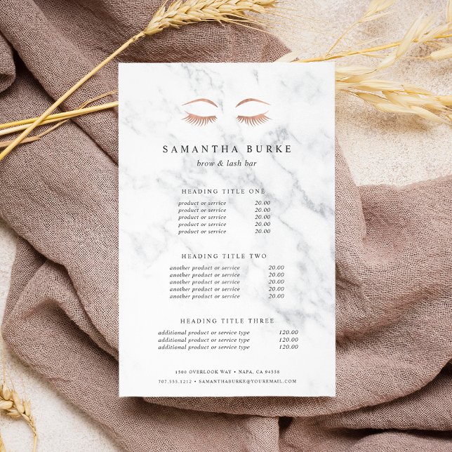 Rose aus Marmor Gold Lashes & Brows Preise & Servi Flyer (Von Creator hochgeladen)