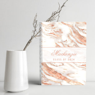 Rose aus personalisiertem Kupfer-Marmor Gold-Metal Notizbuch