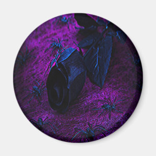 Rose aus schwarzem Material, Schwarze Spinnen Magnet