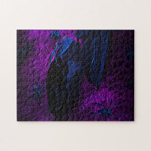 Rose aus schwarzem Material, Schwarze Spinnen Puzzle