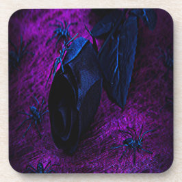 Rose aus schwarzem Material, Schwarze Spinnen Untersetzer