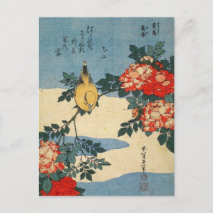Rose aus schwarzem Nacken und China (von Hokusai) Postkarte