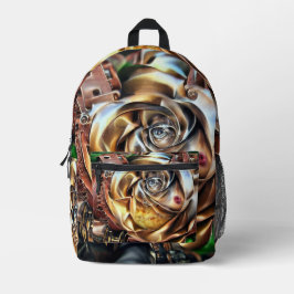 Rose aus Steampunken mit Oberflächengesicht - Mech Bedruckter Rucksack