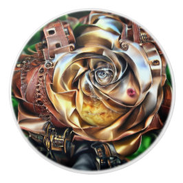 Rose aus Steampunken mit Oberflächengesicht - Mech Keramikknauf