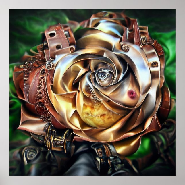 Rose aus Steampunken mit Oberflächengesicht - Mech Poster (Vorne)