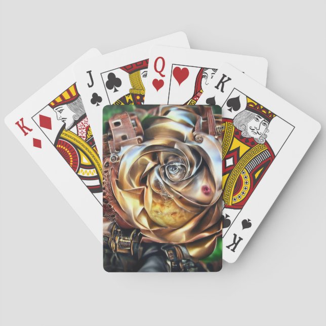 Rose aus Steampunken mit Oberflächengesicht - Mech Spielkarten (Rückseite)