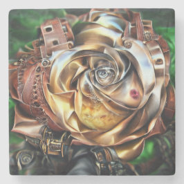 Rose aus Steampunken mit Oberflächengesicht - Mech Steinuntersetzer