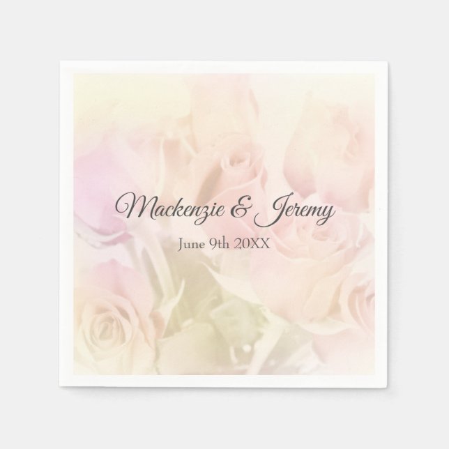 Rose aus weichem Pastell Serviette (Vorderseite)