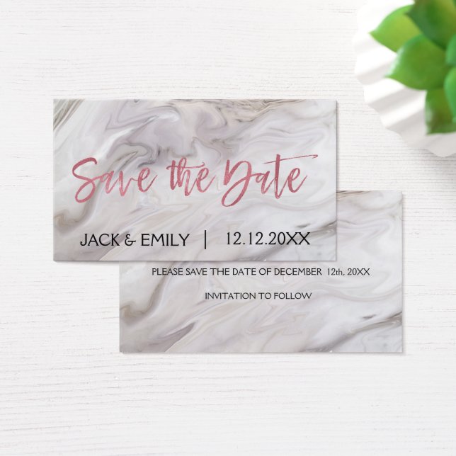Rose aus weißem Marmor Gold Pink Foil Save the Dat (Schreibtisch)