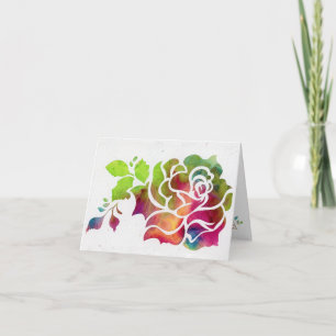 Rose Ausblenden Faltkarte 4x5.6 in. Dankeskarte