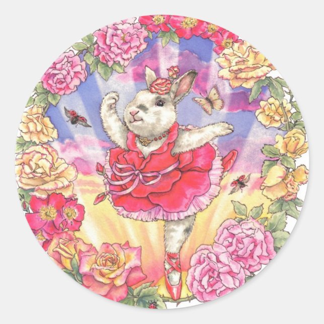 Rose Ballerina Bunny Stickers (Vorderseite)