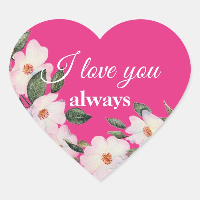 Rose Ballerina Floral I Liebe Sie Herz-Aufkleber (Vorderseite)