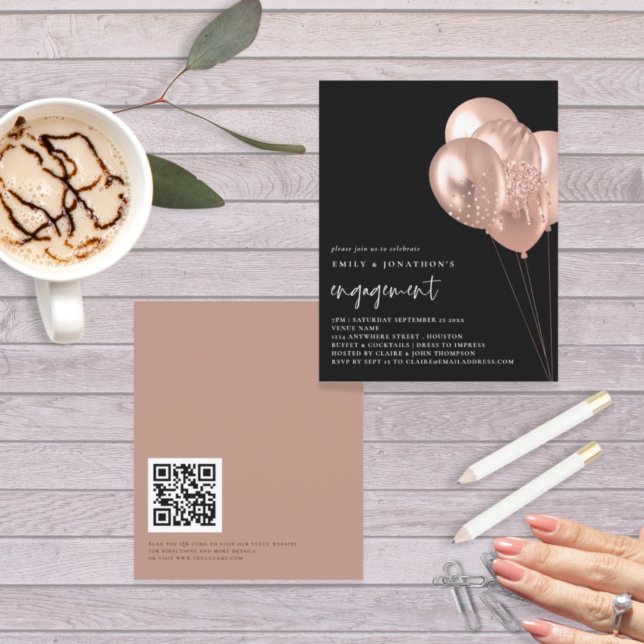 Rose-Balloons QR Code Schwarze Verlobung (Von Creator hochgeladen)