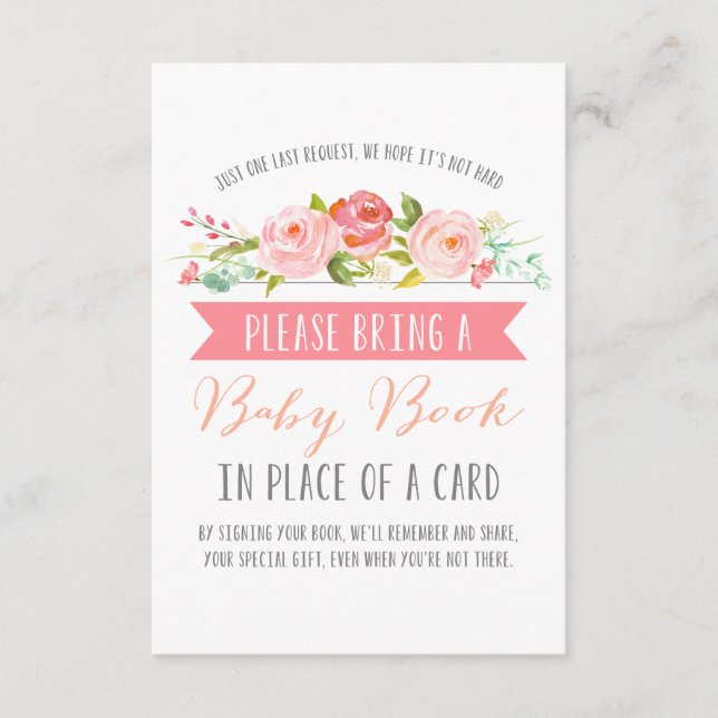 Rose Banner Baby Book | Babydusche Begleitkarte (Vorderseite)