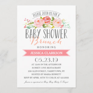Rose Banner Brunch  Einladung zur Kinderdusche