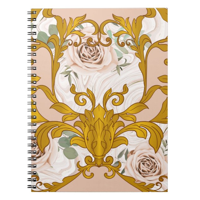 Rose Barock Goldene Blüte Print Notizblock (Vorderseite)