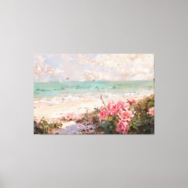 *~* Rose Beach Muscheln TV2 Stretched Canvas Print Leinwanddruck (Vorderseite)