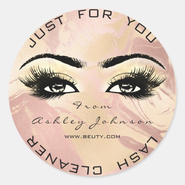 Rose Beauty Glitzer Lashes Makeup Cleaner Runder Aufkleber (Vorderseite)