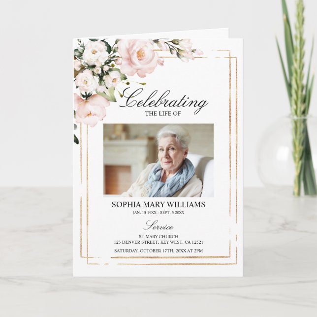 Rose Beerdigungsauftrag, Gedenkprogramm Programm (Vorderseite)