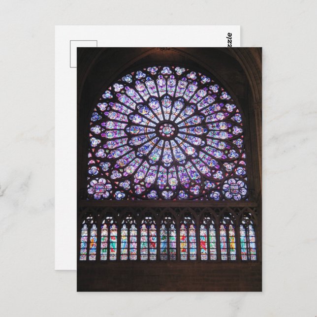 Rose bei der Kathedrale von Notre Dame Postkarte (Vorne/Hinten)