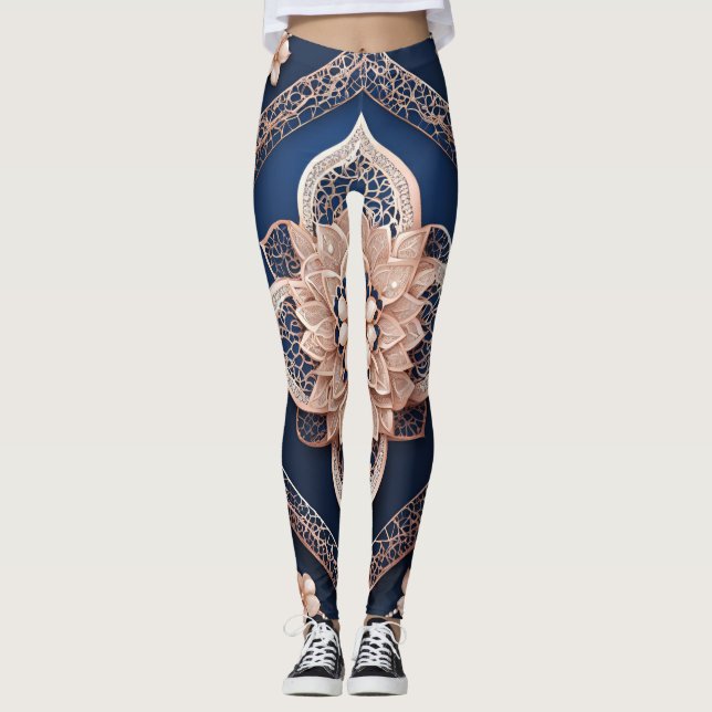 Rose Beige Azur Kunst Leggings (Vorderseite)
