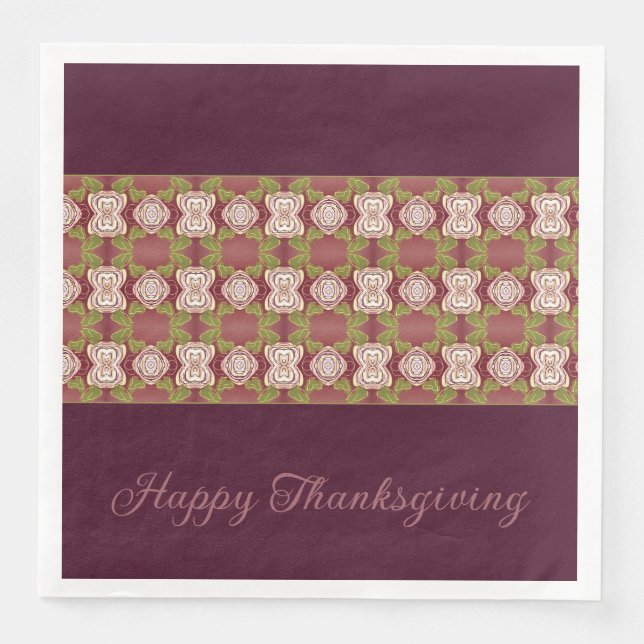 Rose Beige und Burgund Serviette (Vorderseite)