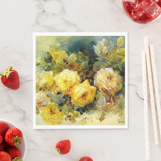 Rose, berühmtes Gemälde, Paper Napkin Serviette (Beispiel)