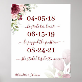 Rose Bester Tag Hochzeit Datum Ja Tag Unterschrift Poster