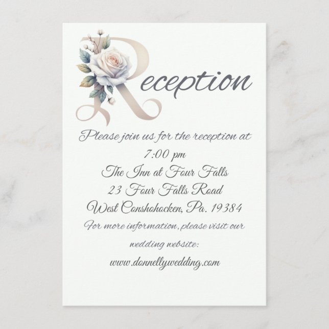 Rose Big R Hochzeitsempfangskarte Begleitkarte (Vorderseite)