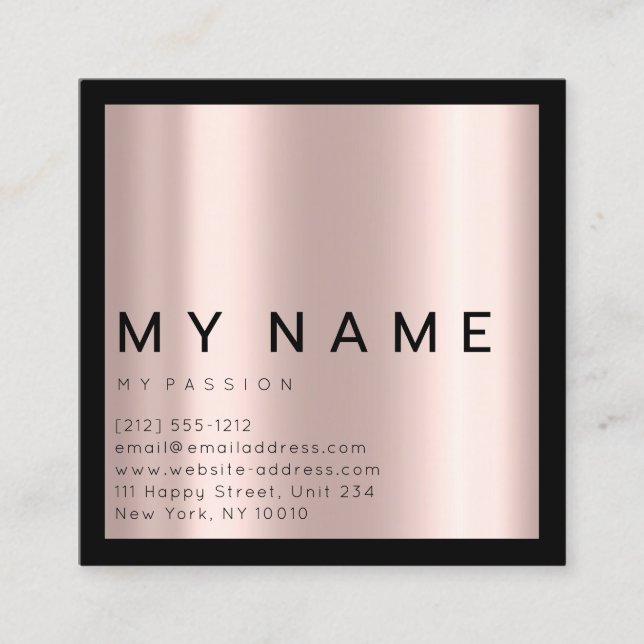 Rose Black Square einfach modernes Minimales Logo Terminkarte (Vorderseite)